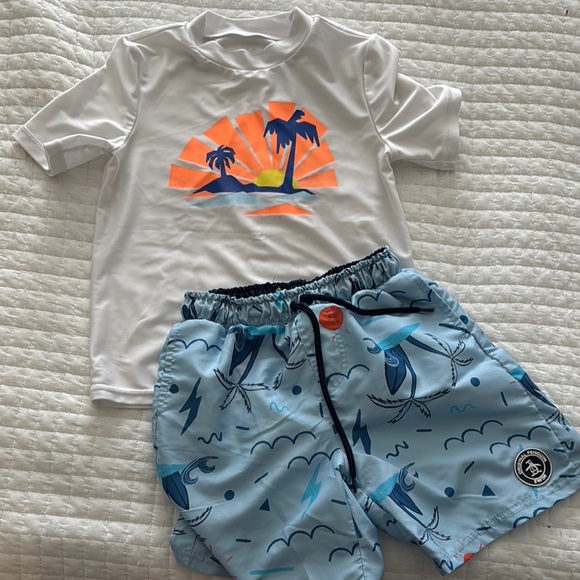 Kids Swim Set with Tropical Print - Picture 1 of 3